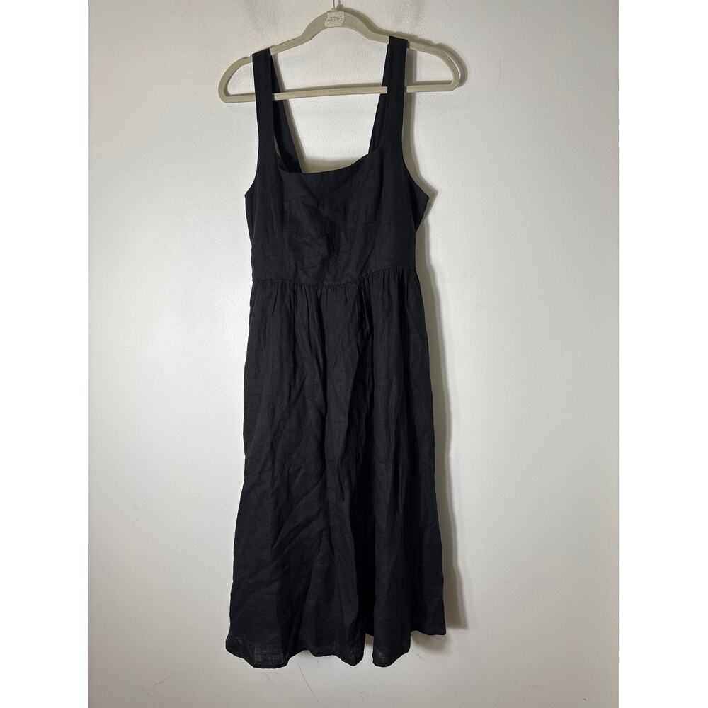 NWT Quince Black Linen Summer Midi Dress Sz L